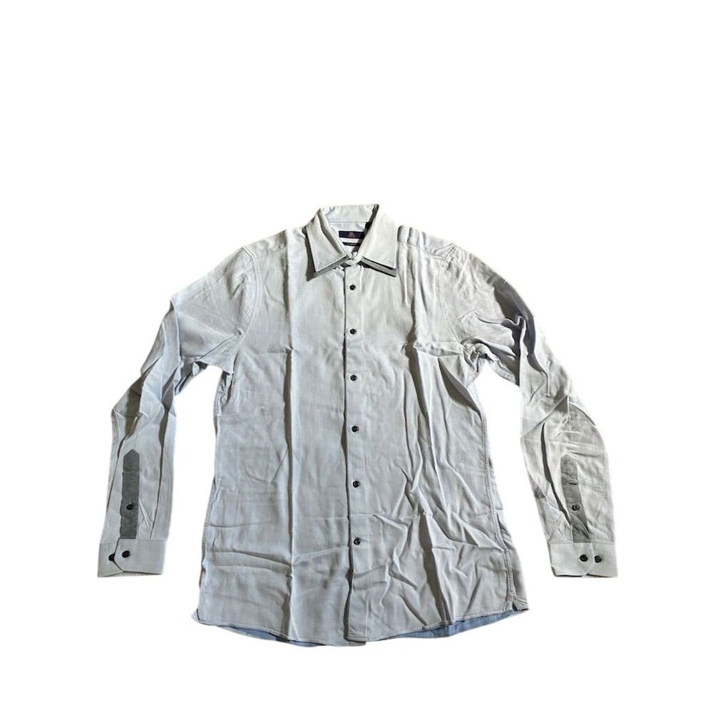 Next Men's Gray Long Sleeve Button-Up Dress Shirt Size 15.5‎ Slim Fit